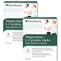 DocMorris Magnesium + L-Carnitin Duo - Für Energie, Muskeln & Leistung – Direktgranulat, 2X20 St