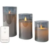 Intirilife LED Kerzen 3 St. grau