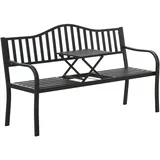 Gartenbank Sitzbank Metallbank Parkbank Terrassenbank mit Tisch 3 Sitzer Schwarz