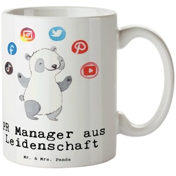 Mr. & Mrs. Panda Tasse PR Manager aus Leidenschaft – Weiß – Geschenk, Kaffeetasse, Büro Tass, Keramik weiß