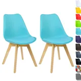 Woltu 2er Set Esszimmerstuhl Design Stuhl Küchenstuhl Holz, Blau BH29bl-2