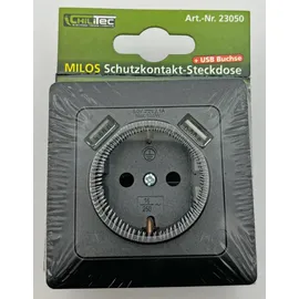 ChiliTec USB-Steckdose Unterputz Grau 2 St.