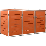 Hommdiy Mülltonnenbox für 3 Tonne Mülltonnenboxn Mülltonne Mülltonnenverkleidung Gartenbox Müllcontainern 207x77.5x112.5 cm orange