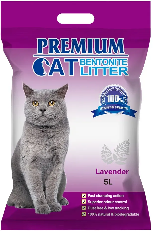 Premium-Katzenklumpstreu aus Bentonit - Lavendel für Katzen 5L (Rabatt für Stammkunden 3%)