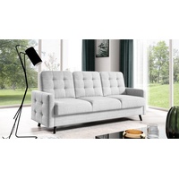 Fun Möbel Sofa 3-Sitzer Schlafsofa Designersofa GARNET in Stoff Luis, Inkl. 1 x Bettkasten und Schlaffunktion, Rundumbezug grau