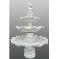 Casa Padrino Barock Gartenbrunnen Junge mit Fisch Weiß Ø