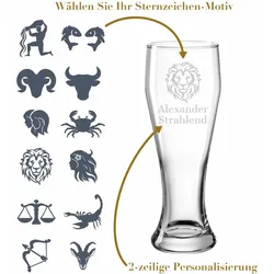 Weizenglas Weißbierglas 0,5 Liter - Sternzeichen: Motiv-Auswahl