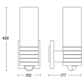 Steinel Außenleuchte Edelstahl 42,6 cm mit Bewegungsmelder 9,87 W 703 lm silberfarben