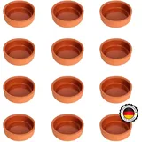 TYA Güvec Tontopf, 12er-Set Töpfe Mini Schmortopf, Tonware Ø 12 Cm, Tontopf-Set, Tapas Schalen, Traditionelle Tonware aus Spanien, Kleine Auflaufformen Runde