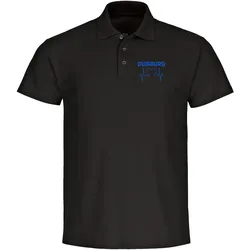 multifanshop Poloshirt - Duisburg - Herzschlag - Druck blau - Polo