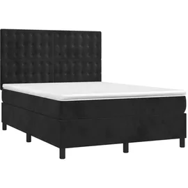 vidaXL Boxspringbett mit Matratze & LED Schwarz 140x200 cm Samt