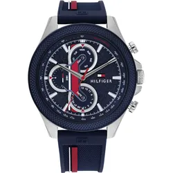 Multifunktionsuhr TOMMY HILFIGER "SPORT", blau (dunkelblau), Armbanduhren, Herren, Quarzuhr, Armbanduhr, Herrenuhr, Datum, Edelstahlarmband