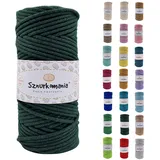 Sznurkomania, Baumwollkordel 3mm 100m, 46 Farben, Häkelkordel, Geflochten Baumwollkordel 3mm, Makramee Kordel, Makramee Garn, Premium Garn, Makramee Seil (Flaschengrün)