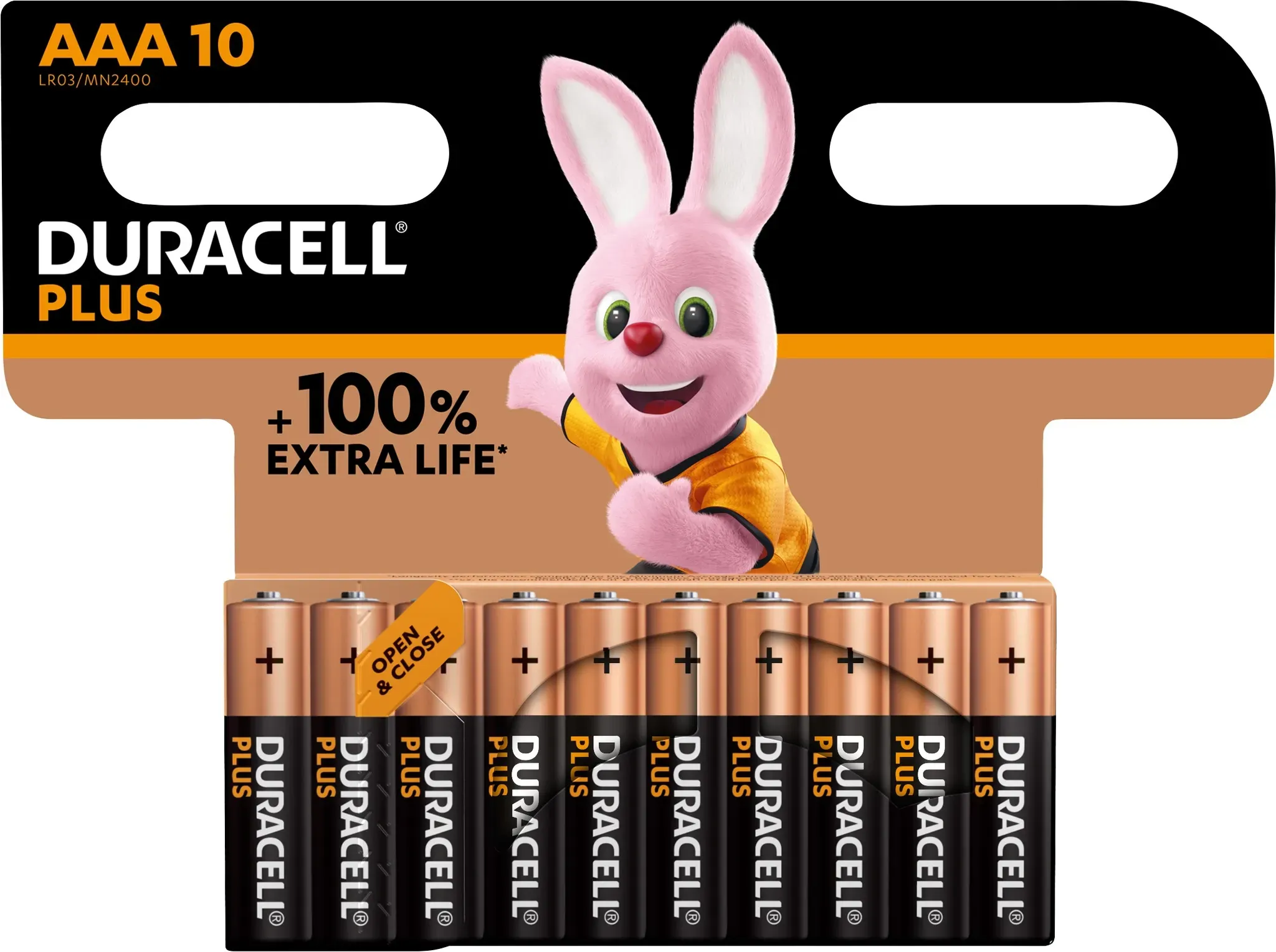 Duracell Batterie »Plus Micro/AAA/LR03«, LR03, 1,5 V, (10 St., Alkaline Batterie, 10 Stück), 1.5V Duracell schwarz