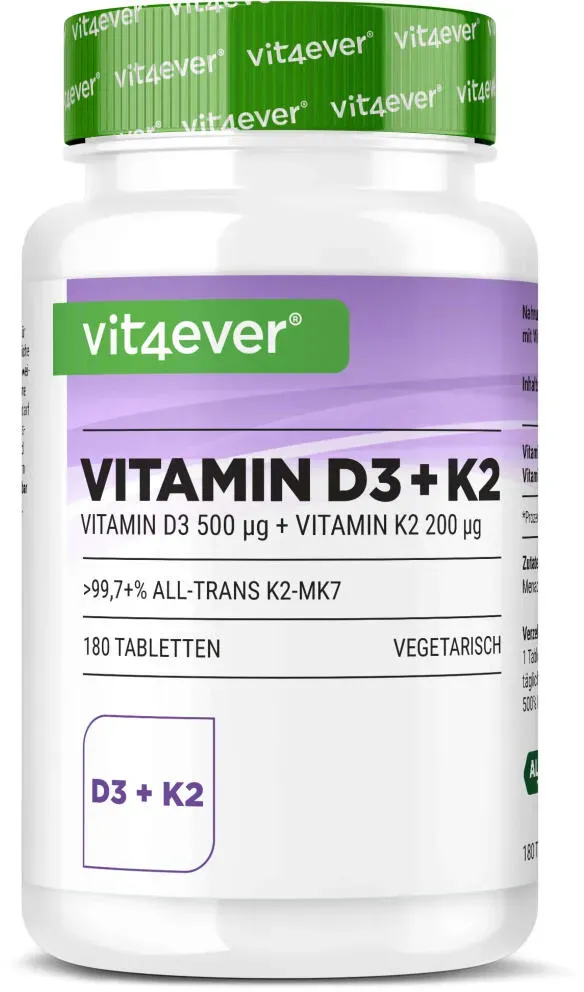 Vitamin D3 20.000 I.E. + Vitamin K2 200 mcg - 180 Tabletten