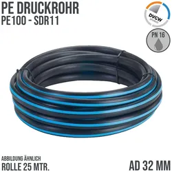32 x 3,0 mm PE PP Rohr HD Druckrohr Trink Brauch Wasser PE 100 DVGW SDR 11 PN 12...