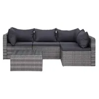 vidaXL Polyrattan Lounge-Set grau inkl. Polstern + Kissen 44160