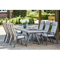 Siena Garden Garten-Essgruppe »Valencia«, (7 tlg., 6 Sessel: 68x59x112 cm, Tisch: 205/265x103x76 cm), Aluminium, ausziehbar, verstellbar, inkl. Auflagen,