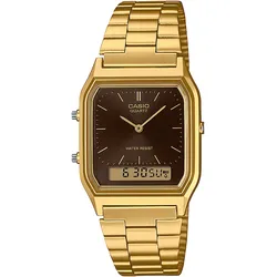 Chronograph CASIO VINTAGE, gold (goldfarben, braun), Armbanduhren, Damen, Quarzuhr, Armbanduhr, Damenuhr, Herrenuhr, Edelstahlarmband,Digitaluhr