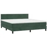 vidaXL Boxspringbett mit Matratze & LED Dunkelgrün 160x200 cm Samt