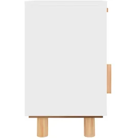 vidaXL Nachttische 2 Stk. Weiß Massivholz Kiefer und Natur-Rattan