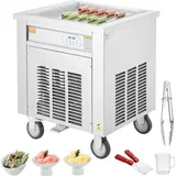 Vevor Maschine für Frittierte Eisrollen, 50 x 50 cm Große Quadratische Pfanne zum Frittieren von Eis, Kommerzielle Eismaschine aus Edelstahl mit Kompressor und 2 Schabern