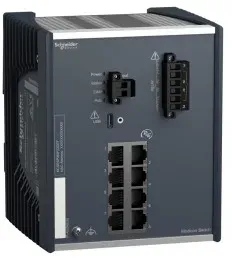 Schneider Electric MCSESP083F23G0T Modicon PoE Managed Switch, 8 Gigabit Ports für Kupfer (8TX 10/100/1000 Mbit/s), erw. Temperatur, Power over Ethernet