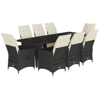 vidaXL Garten-Bistro-Set 9-tlg. Schwarz