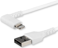 StarTech.com RUSBLTMM1MWR 1m abgewinkeltes Lightning- auf USB-Kabel - Robustes Apple MFi-zertifiziertes Kabel - Weiß - Lightning-Kabel - Lightning (M) gewinkelt bis USB (M) - 1 m - Doppelisolierung - weiß - für Apple iPad/iPhone/iPod (Lightning)