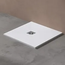 doporro Duschwanne Duschtasse 90x90x3cm aus Mineralguss in Weiß Rechteckig DIN-Anschlüsse für bodenebene Montage geeignet Geoma09