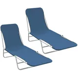 vidaXL Klappliege 2 Stk. Stahl und Stoff 200 x 60 x 80 cm Blau