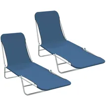 vidaXL Klappliege 2 Stk. Stahl und Stoff 200 x 60 x 80 cm Blau