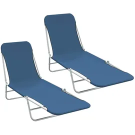 vidaXL Klappliege 2 Stk. Stahl und Stoff 200 x 60 x 80 cm Blau