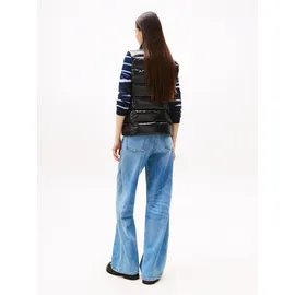 Tommy Hilfiger Tommy Jeans Damen Weste Slim Zip Print Down mit Stehkragen, Schwarz (Black), XS - XS