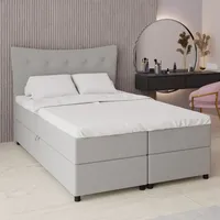 Panda möbel Boxspringbett, 140cm x 200cm, Grau, mit Bettkasten,