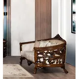 xl moebel gmbh Dreisitzer Sofa 3 Sitz Klassische Möbel Sofas Stoff Stil Barock Rokoko Luxus Neu - Beige