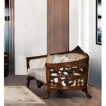 xl moebel gmbh Dreisitzer Sofa 3 Sitz Klassische Möbel Sofas Stoff Stil Barock Rokoko Luxus Neu - Beige