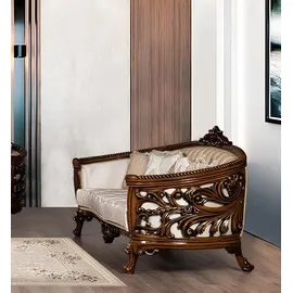 xl moebel gmbh Dreisitzer Sofa 3 Sitz Klassische Möbel Sofas Stoff Stil Barock Rokoko Luxus Neu - Beige