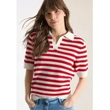 Cecil Kurzarmpullover mit Streifen rot XL