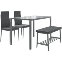 Vicco Esstisch-Set Grand, Grau, 120 x 70 cm 4-teiliges