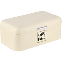 Relaxdays Brotkasten mit Deckel & Griff, Beige,Silber