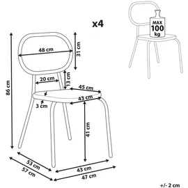 Beliani Gartenstuhl 48 x 57 x 86 cm beige/schwarz 4 St.