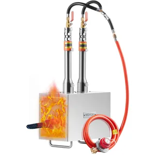 Vevor Tragbare Propan-Schmiede von VEVOR, Hufschmiede mit 2 Brennern, 2600°F Gasschmiede für die Werkzeug- und Messerherstellung, quadratische Gasschmiedewerkzeuge und -ausrüstung aus Edelstahl mit großer