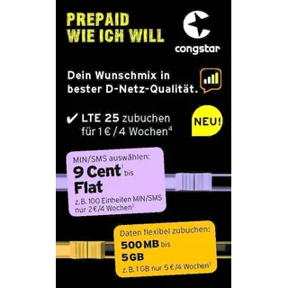 Congstar PREPAID WIE ICH WILL Prepaid-Karte ohne Vertragsbindung