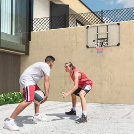 sportnow Basketballkorb Basketballbrett mit Korb Wandmontage für Outdoor, Stahl - Schwarz/Transparent/Weiß