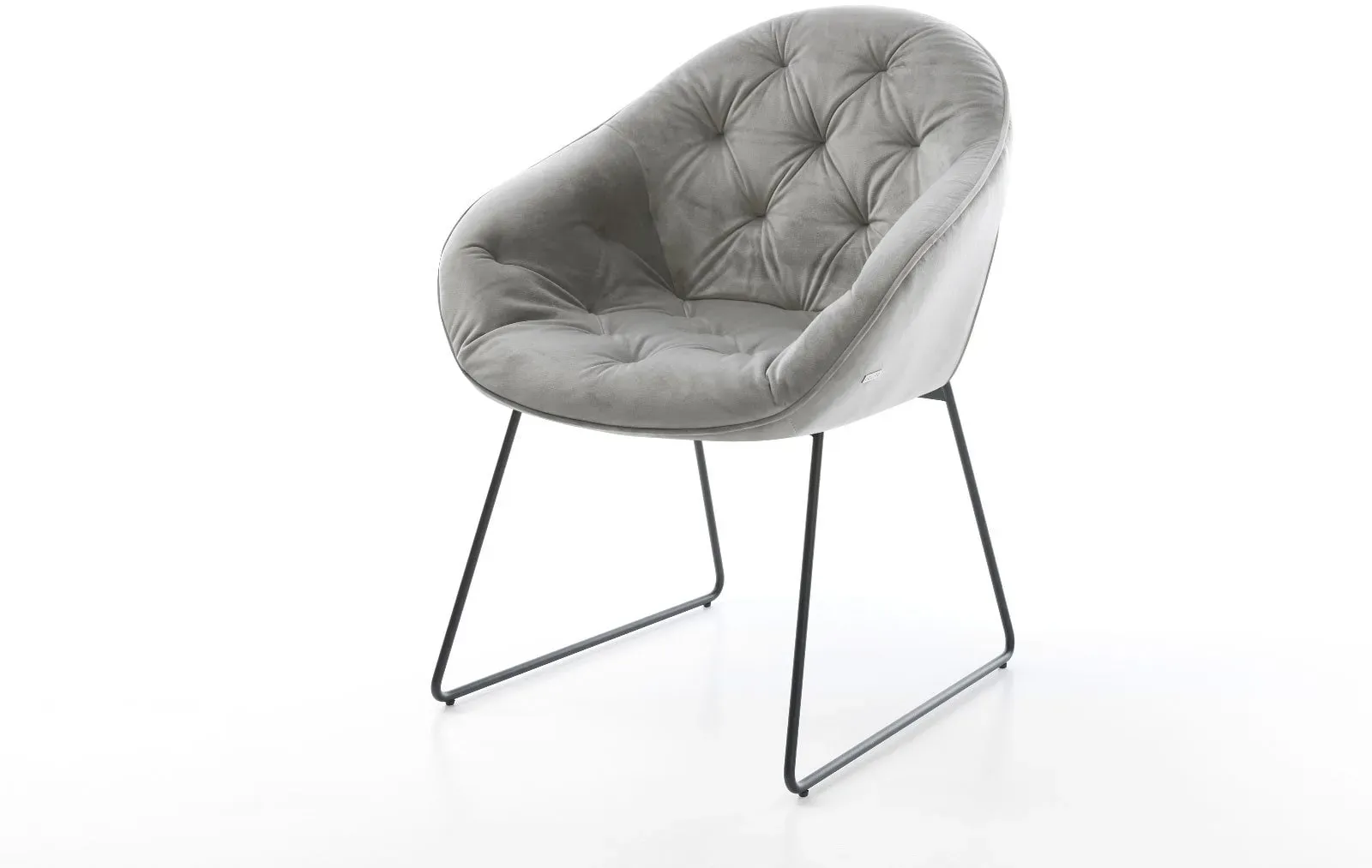 DELIFE Chaise-de-salle-à-manger Gaio-Flex velours gris pied trapèze noir, Chaises de salle à manger