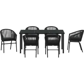 vidaXL Garten Essgruppe 7 pcs Schwarz Pulverbeschichteter Stahl - Schwarz