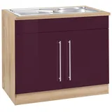 KOCHSTATION Spülenschrank »KS-Samos«, 100 cm breit, inkl. Einbauspüle, lila