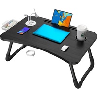 Elekin Tragbar Laptoptisch, Faltbare Notebooktisch Betttisch Lapdesks mit Tassenschlitz, Multifunktionstisch Zeichentisch für Sofa Bett mit Geschenk Black