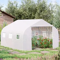Foliengewächshaus 4,45x2,99x2,05m  Uv-schutz Tomatenhaus, Mesh-fenster, Winddicht, Metall, Weiß